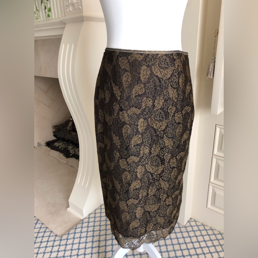 Worth Collection Bronze Lace Pencil Skirt New Size 8